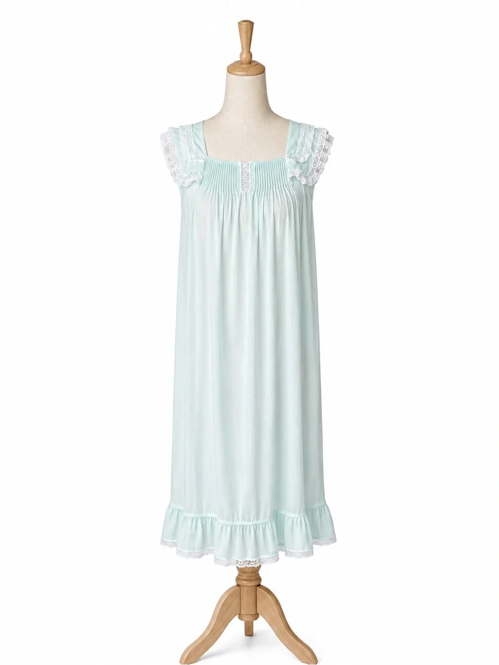 Vintage Barbizon Blue Lace Trim Nightgown Small Coquette